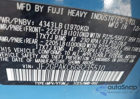 2016 Subaru Crosstrek 2.0I Limited from USA, damaged, VIN JF2GPAKC6G8235510